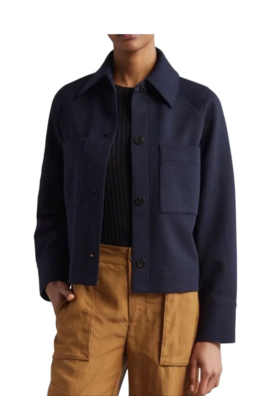 Vince $345 Ponte Chore Jacket Coastal Blue boxy Cotton Blend Womens XL NEW